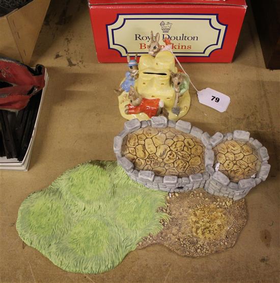 Bunnykins stand, boxed and Bunnykins money stand, boxed